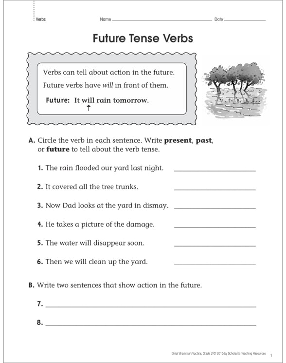 future tense verbs grammar practice page printable skills sheets
