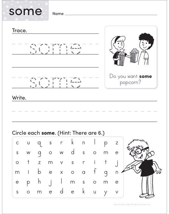some (Sight Word) WriteNSeek Practice Page Printable Word Searches