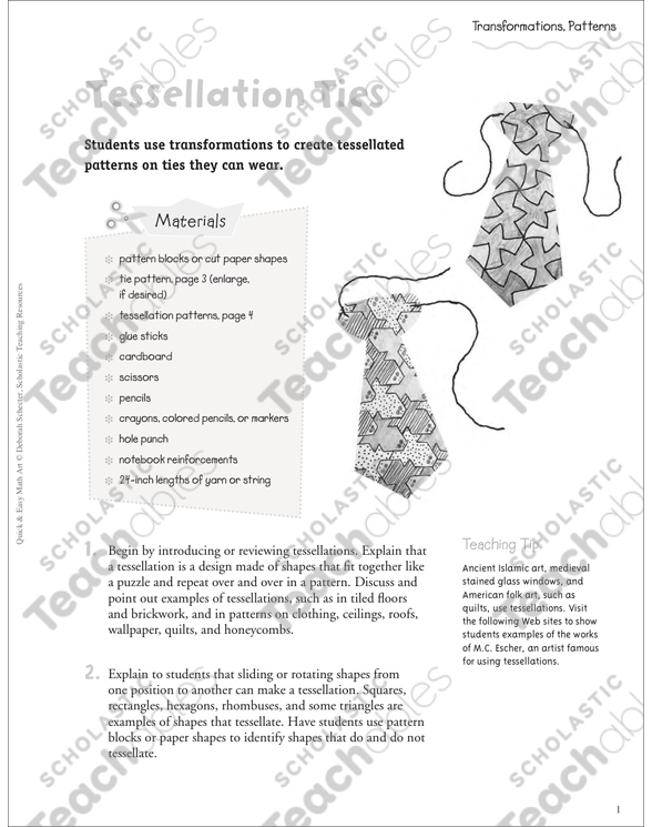 Tessellation Ties | Printable Craftivities, Lesson Plans and ...