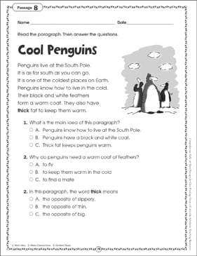 Cool Penguins: Close Reading Passage | Printable Skills ...