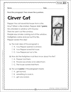 Clever Cat Close Reading Passage Printable Skills Sheets And Texts