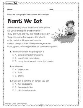 Plants We Eat: Close Reading Passage | Printable Skills ...