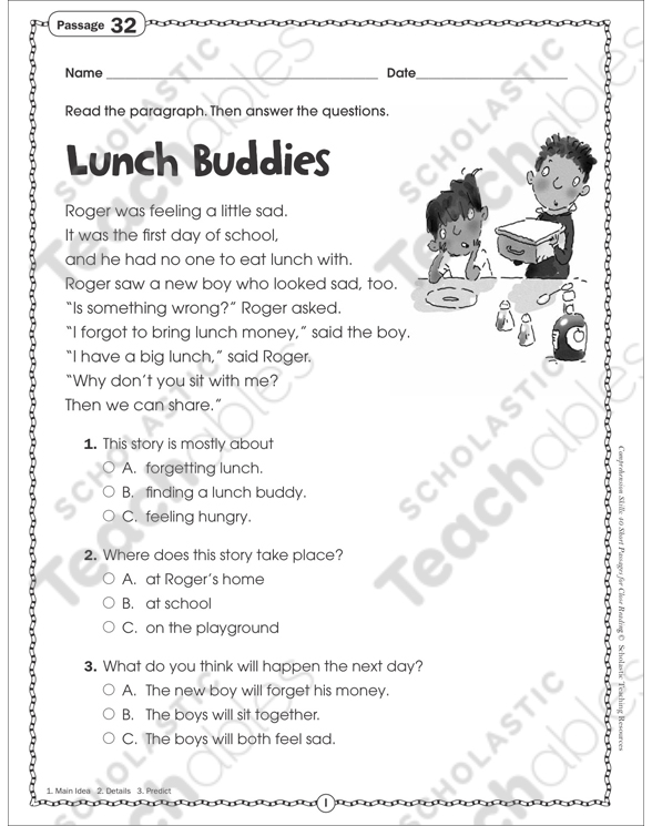 Lunch Buddies: Close Reading Passage | Printable Skills ...