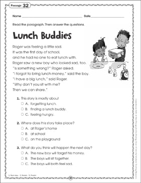 Lunch Buddies: Close Reading Passage | Printable Skills ...