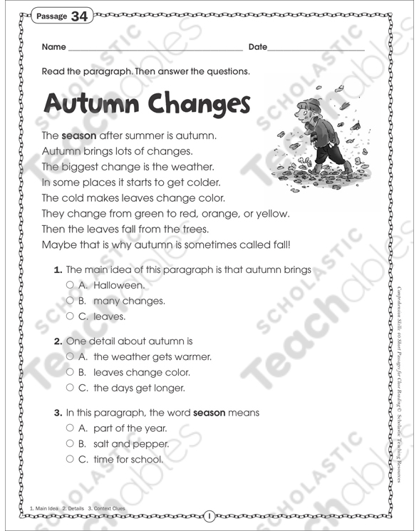 Autumn Changes: Close Reading Passage | Printable Skills ...