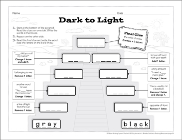 Dark to Light: Word-Building Pyramid Puzzle | Printable Games ...
