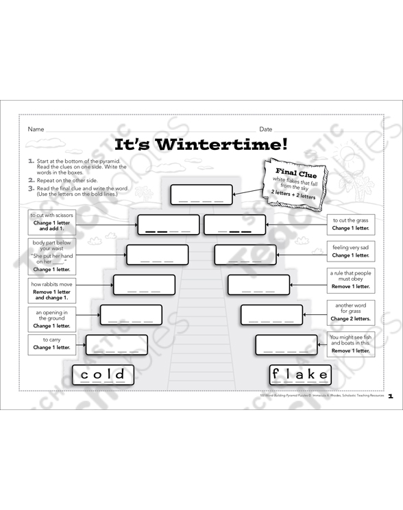 It's Wintertime!: Word-Building Pyramid Puzzle | Printable ...