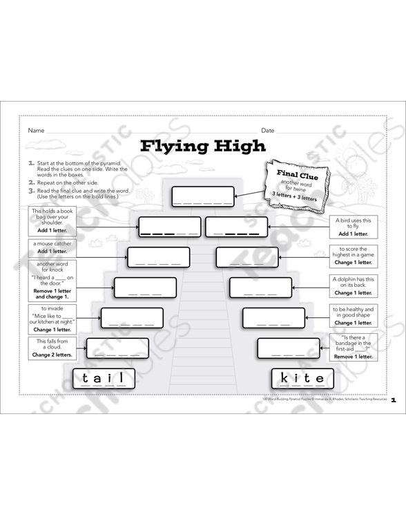 Flying High: Word-Building Pyramid Puzzle | Printable Games ...