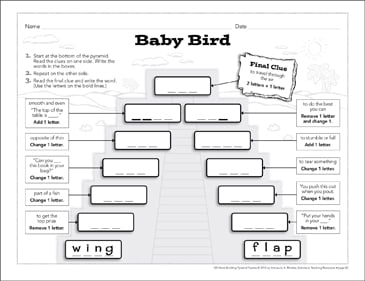 Baby Bird: Word-Building Pyramid Puzzle | Printable Games and ...