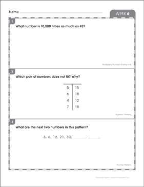 Week 9: 5th Grade Daily Math Starters | Printable Skills Sheets