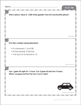 Week 9: 5th Grade Daily Math Starters | Printable Skills Sheets
