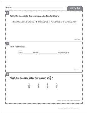 Week 9: 5th Grade Daily Math Starters | Printable Skills Sheets