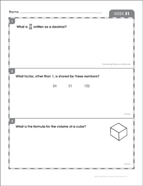 Week 9: 5th Grade Daily Math Starters | Printable Skills Sheets