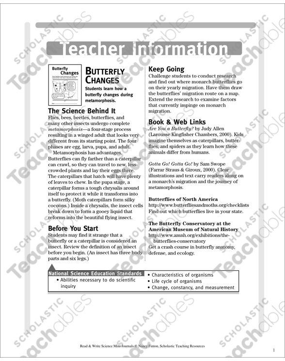 Butterfly Changes: Science Journal | Printable Mini-Books
