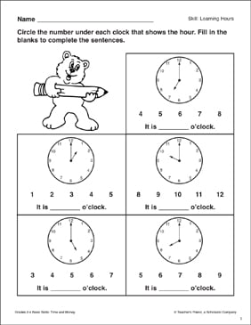 Telling Time to the Hour: Time Skills (Grades K-2 ...