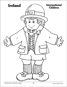 International Children Ireland Printable Coloring Pages