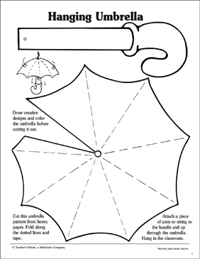 Hanging Umbrella Craft | Printable Arts, Crafts and Skills Sheets