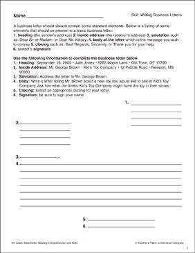 business letter writing prompts