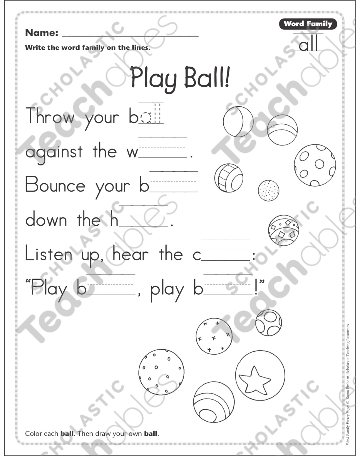 Complete the poem I Played a Game worksheet
