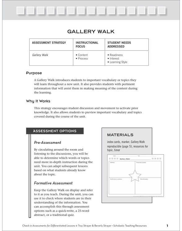 Gallery Walk Assessment for Differentiation Printable Graphic