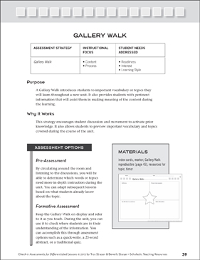 Gallery Walk: Assessment for Differentiation | Printable ...