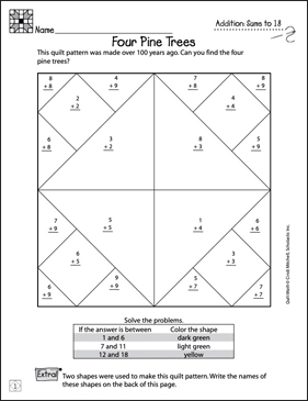 Four Pine Trees (Sums to 18): Quilt Math