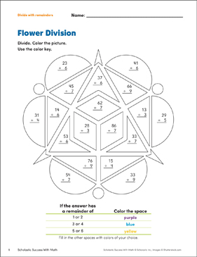 Flower Division (Divide With Remainders) | Printable Games ...