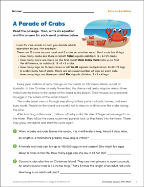 A Parade of Crabs (Solve Word Problems) | Printable Skills Sheets