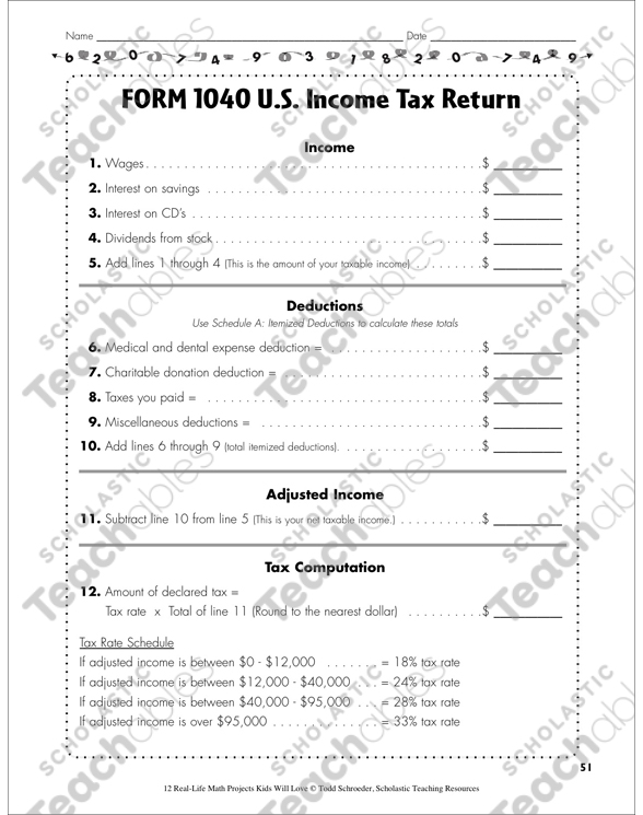 It S Tax Time Real Life Math Project Printable Lesson