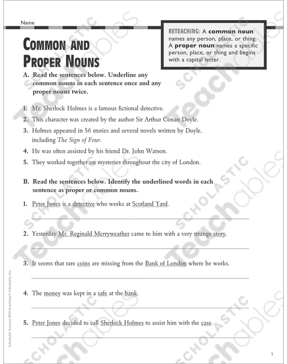 common proper nouns grammar practice grade 5 printable test prep and tests skills sheets