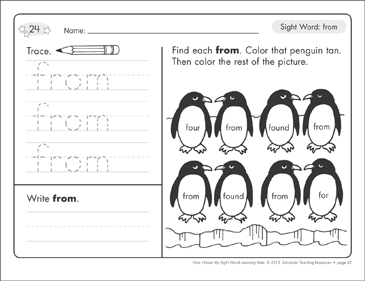 Sight Word From Sight Words Learning Mat Printable