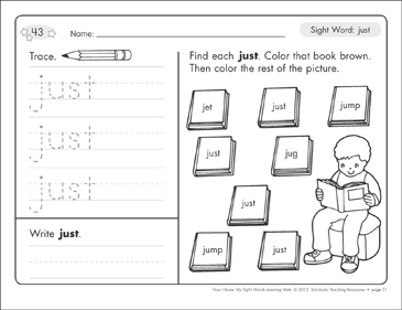 Sight Word (just): Sight Words Learning Mat | Printable ...