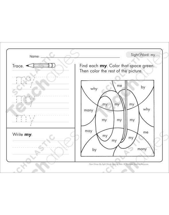 sight word my sight words learning mat printable skills sheets