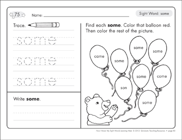 Sight Word (some): Sight Words Learning Mat | Printable Skills Sheets