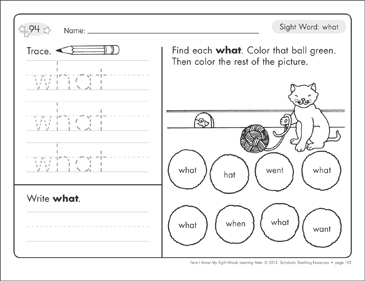 Sight Word (what): Sight Words Learning Mat | Printable Skills Sheets