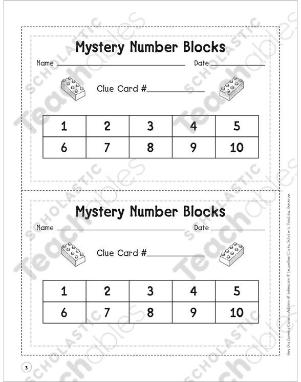 mystery number blocks using addition and subtraction to solve problems addition subtraction shoe box learning center printable learning centers skills sheets