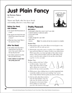 Just Plain Fancy By Patricia Polacco A Reading Response Project Printable Lesson Plans And Ideas Craftivities