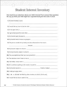 gifted student interest inventory