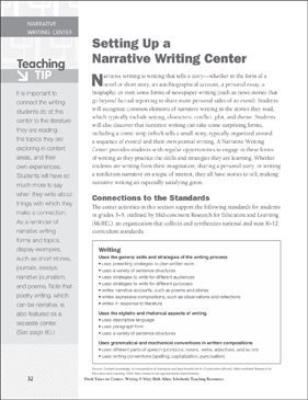 Journal Writing: Narrative Learning Center  Printable Learning Centers,  Skills Sheets