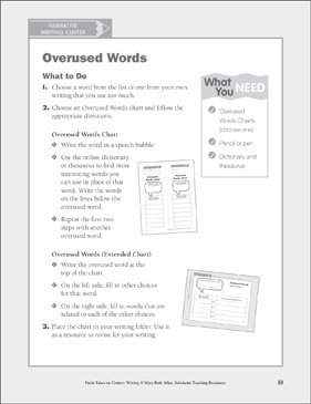 Journal Writing: Narrative Learning Center  Printable Learning Centers,  Skills Sheets