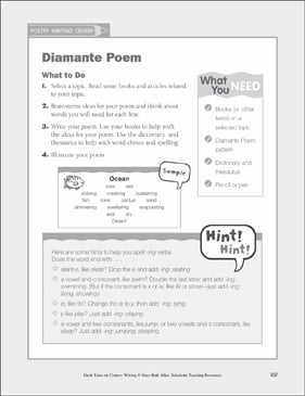 Diamante Poem Poetry Learning Center Printable Learning Centers And Graphic Organizers