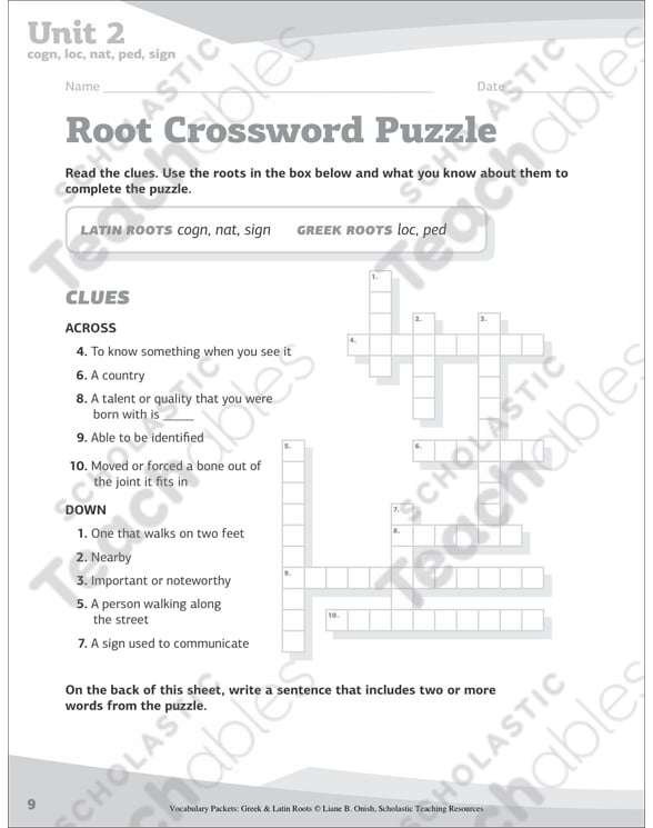 Greek & Latin Roots: Units 1 & 2 | Printable Skills Sheets ...