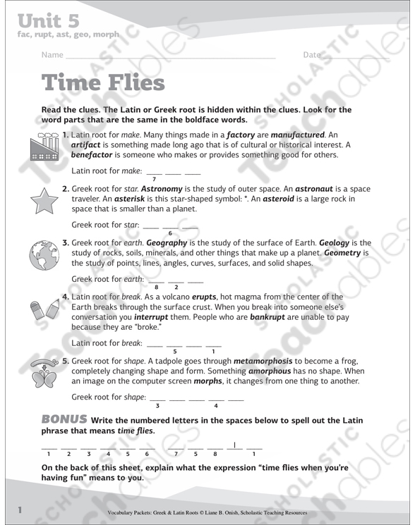 Exercises Unit 5 Vocabulary From Latin And Greek Roots