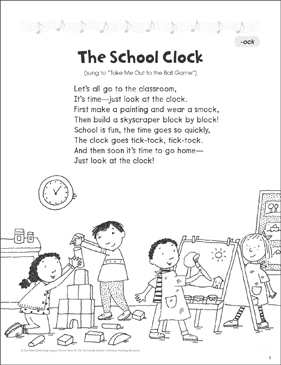 The School Clock (-ock): Word Family Song | Printable ...