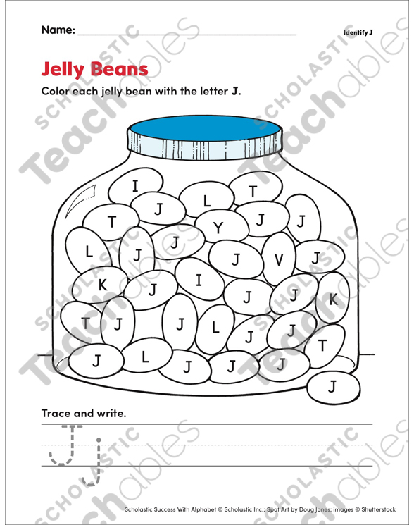 Jelly Beans (Identify J) | Printable Skills Sheets