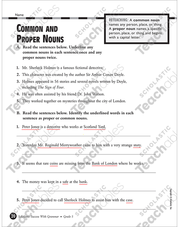 common and proper nouns grade 5 printable test prep and tests skills sheets