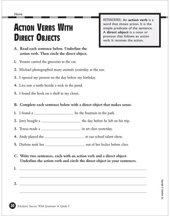 action-verbs-with-direct-objects-grade-5-printable-test-prep-tests-and-skills-sheets