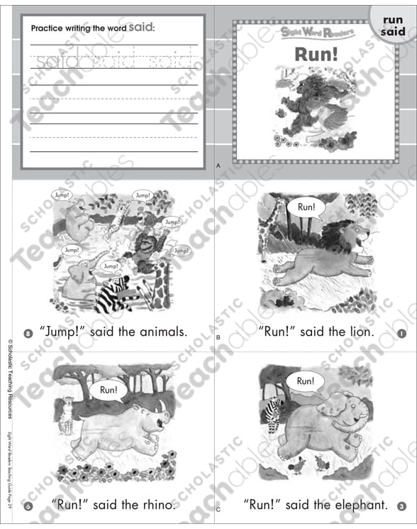 Run! (Run, Said): Sight Word Reader | Printable Mini-Books Run! (Run, Said): Sight Word Reader | Printable Mini-Books