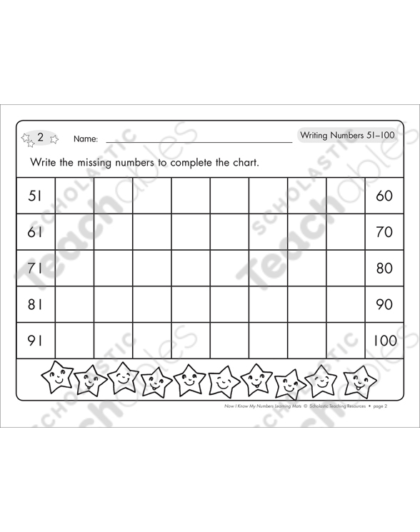 writing numbers 1 50 and 51 100 number learning mats printable skills sheets