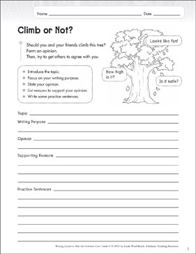 climb or not grade 3 opinion writing lesson printable assessment tools checklists